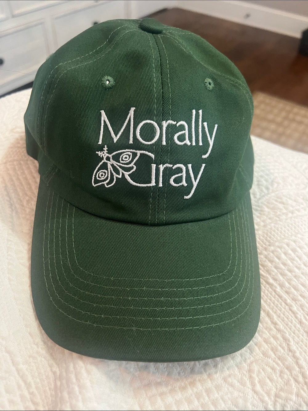 Morally Gray Embroidered Baseball Cap - Forest Green, new !